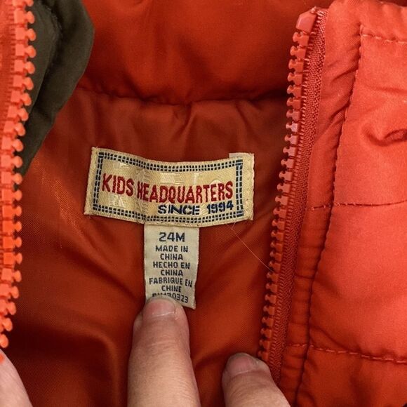 Kids Headquarters Orange Sleeveless Puffer Vest Size 24 Months Toddler - Picture 3 of 3